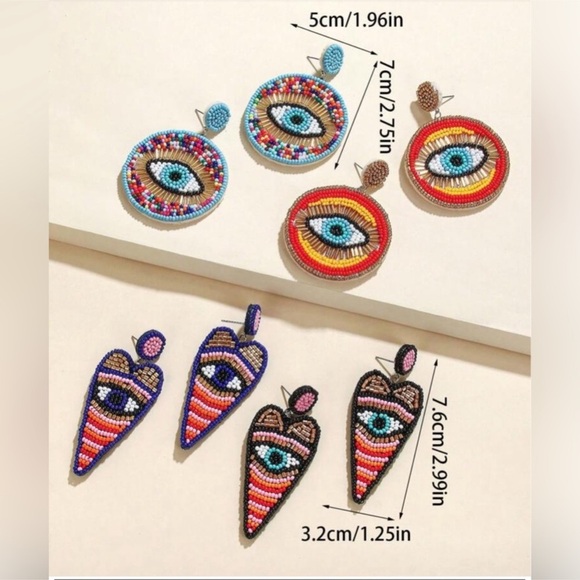 ✨NEW Colorful Beaded Eye Earrings - Picture 6 of 6